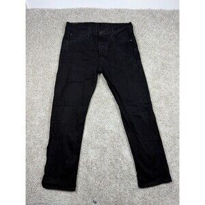 Levi's 501 Jeans Mens W34 L30 Black Denim Button Fly Straight Leg 100% Cotton